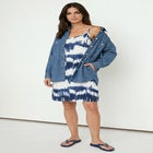 100% Cotton Denim Oversized Button-Front Collared Shirt image number null
