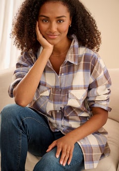 Plaid Button-Front Flannel Tunic