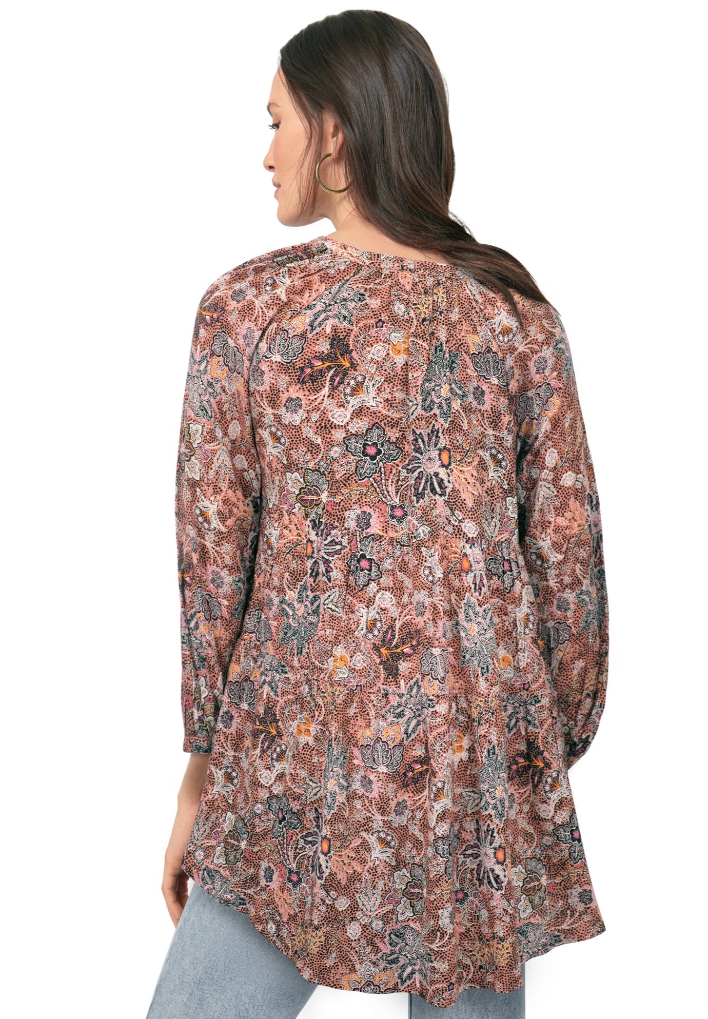 Tiered Tunic With Notch V-Neck image number 1