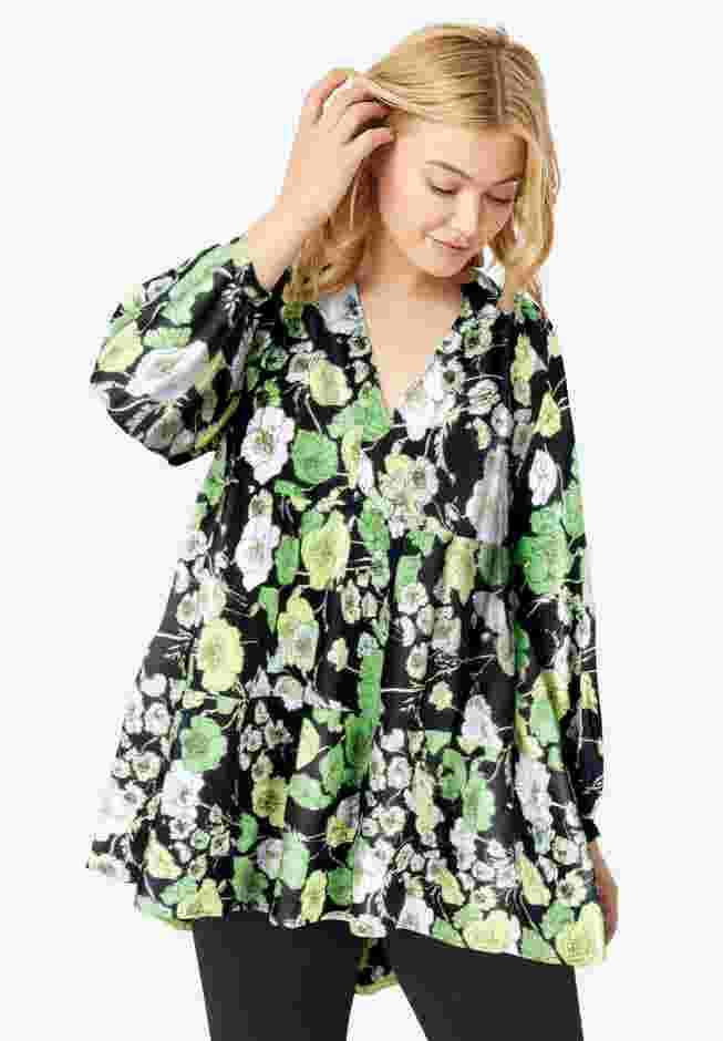 Tiered Tunic With Notch V-Neck image number 0