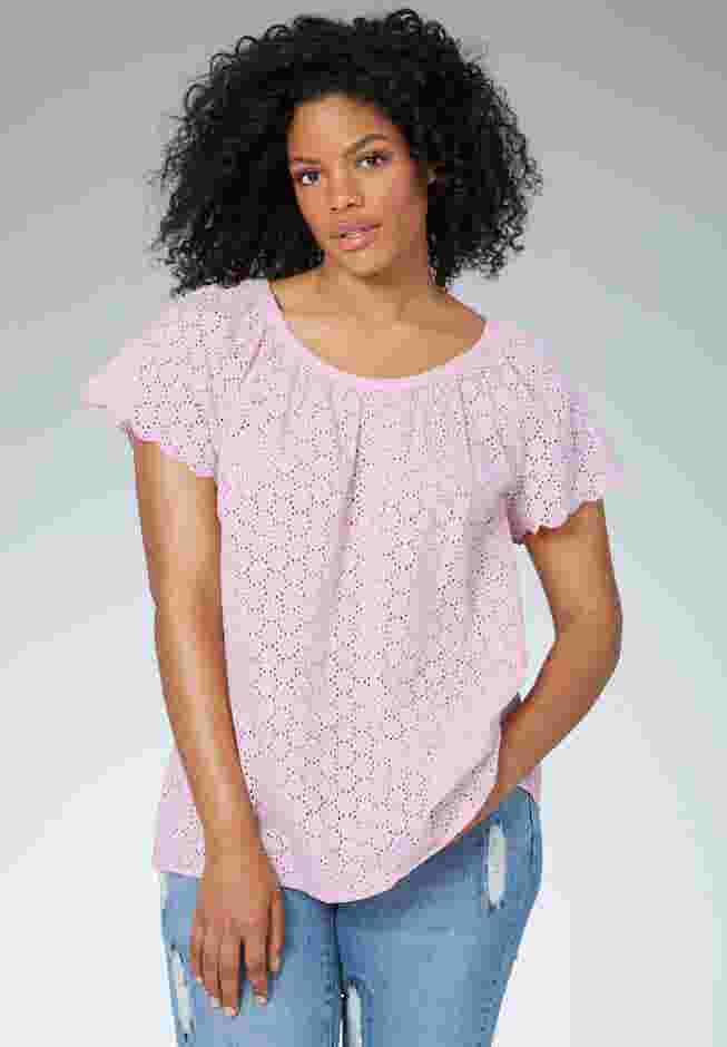 Ballet Neck Eyelet Blouse image number 1