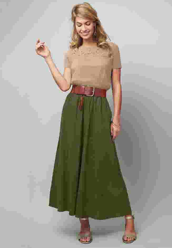 Stretch Cotton Eyelet Cutout Tee image number 2