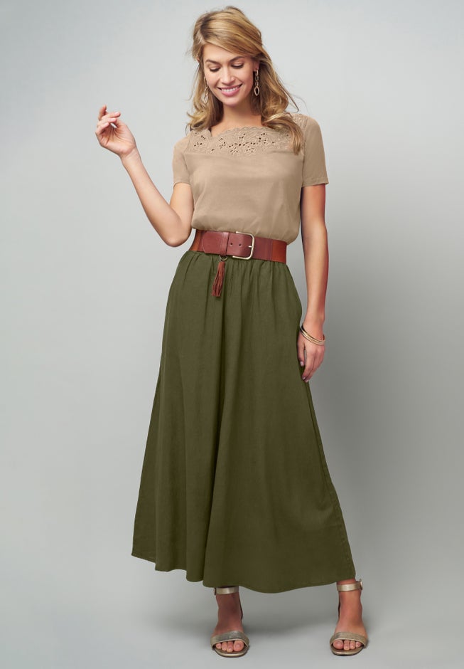 Stretch Cotton Eyelet Cutout Tee image number 2