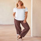 Stretch Cotton Eyelet Cutout Tee image number null