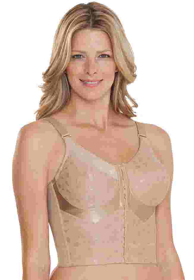Jacquard Front-Close Wireless Longline Posture Bra image number 1