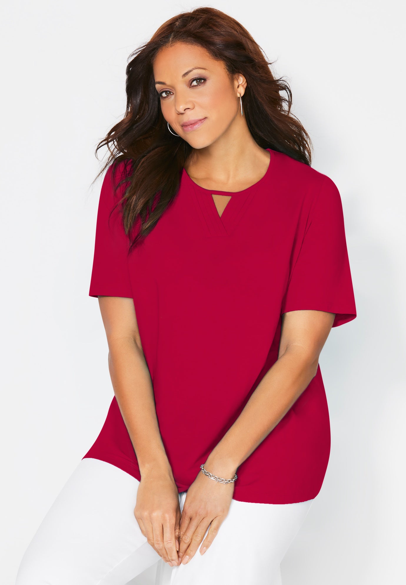 Suprema&reg; Pleat-Neck Tee image number 0