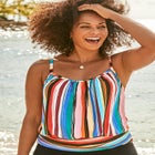 Lightweight Scoop Neck Blouson Tankini Top image number null