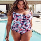 Ruched Twist Front One Piece Swimsuit image number null