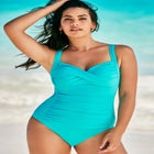 Ruched Twist Front One Piece Swimsuit image number 0