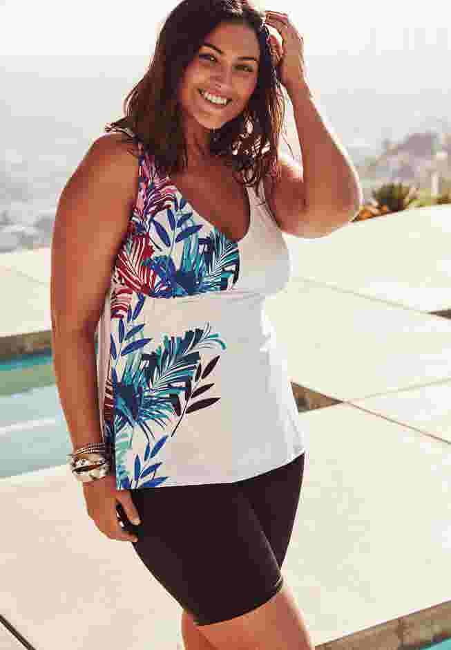 V-Neck Flowy Tankini Top image number 4