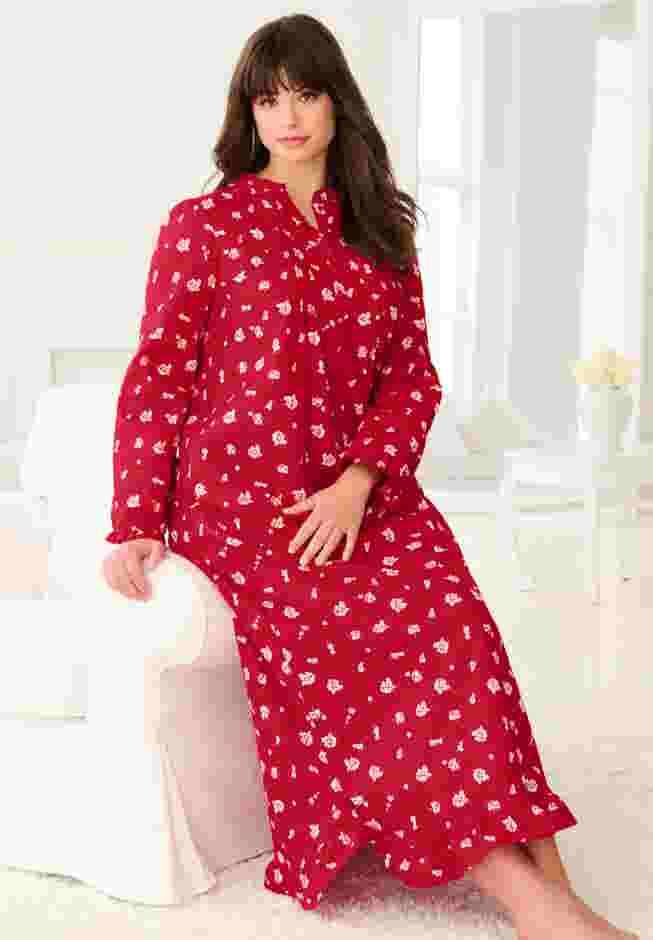 Long Flannel Nightgown  image number 4