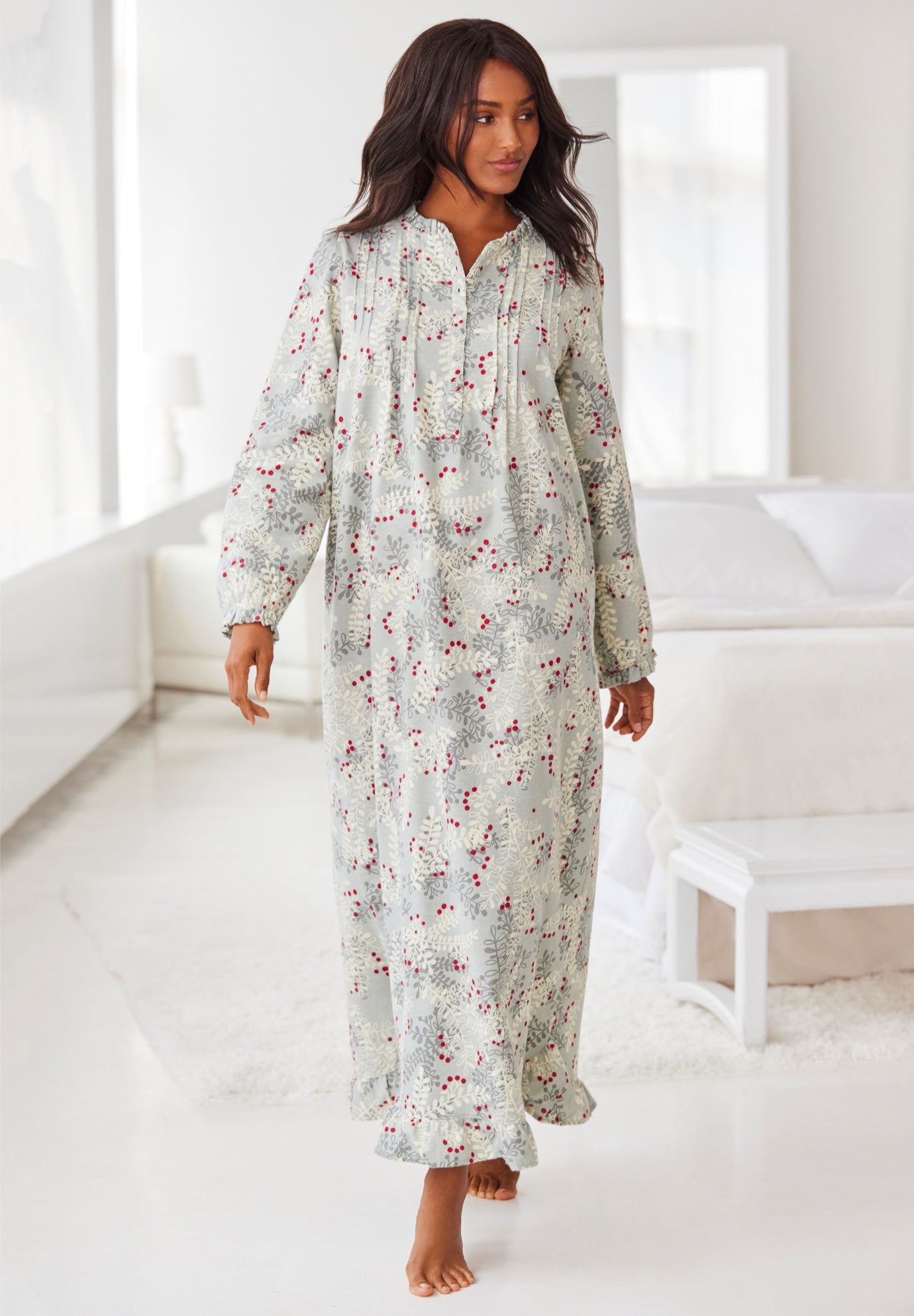 Long Flannel Nightgown  image number 3