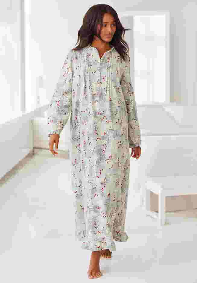 Long Flannel Nightgown  image number 3