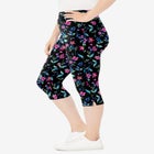 Stretch-Cotton Knit Pull-On Printed Capri Leggings image number null