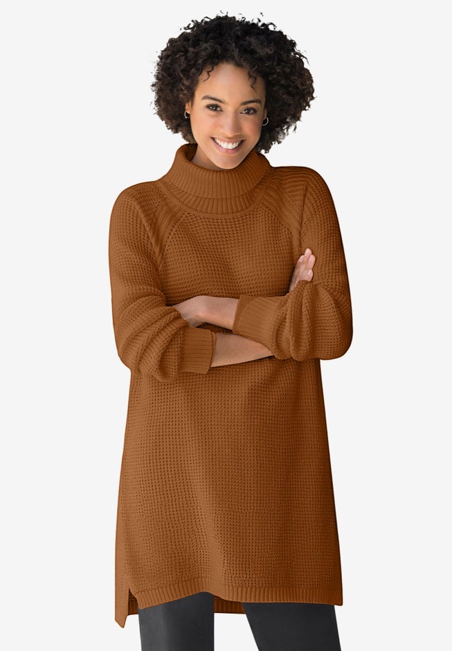 Waffle Knit Turtleneck Sweater image number 0