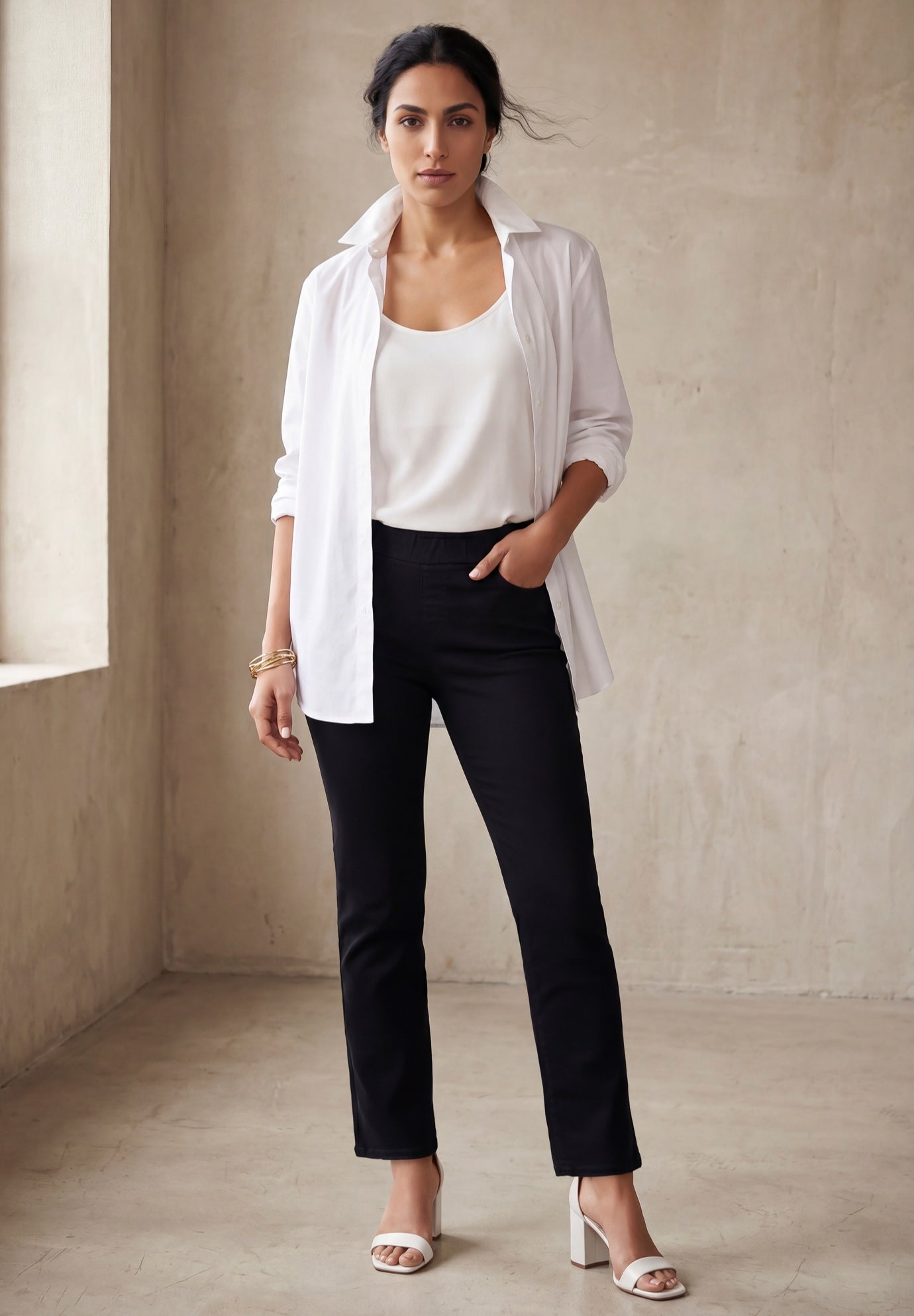 Comfort Waist Stretch Denim Straight-Leg Jean image number 0