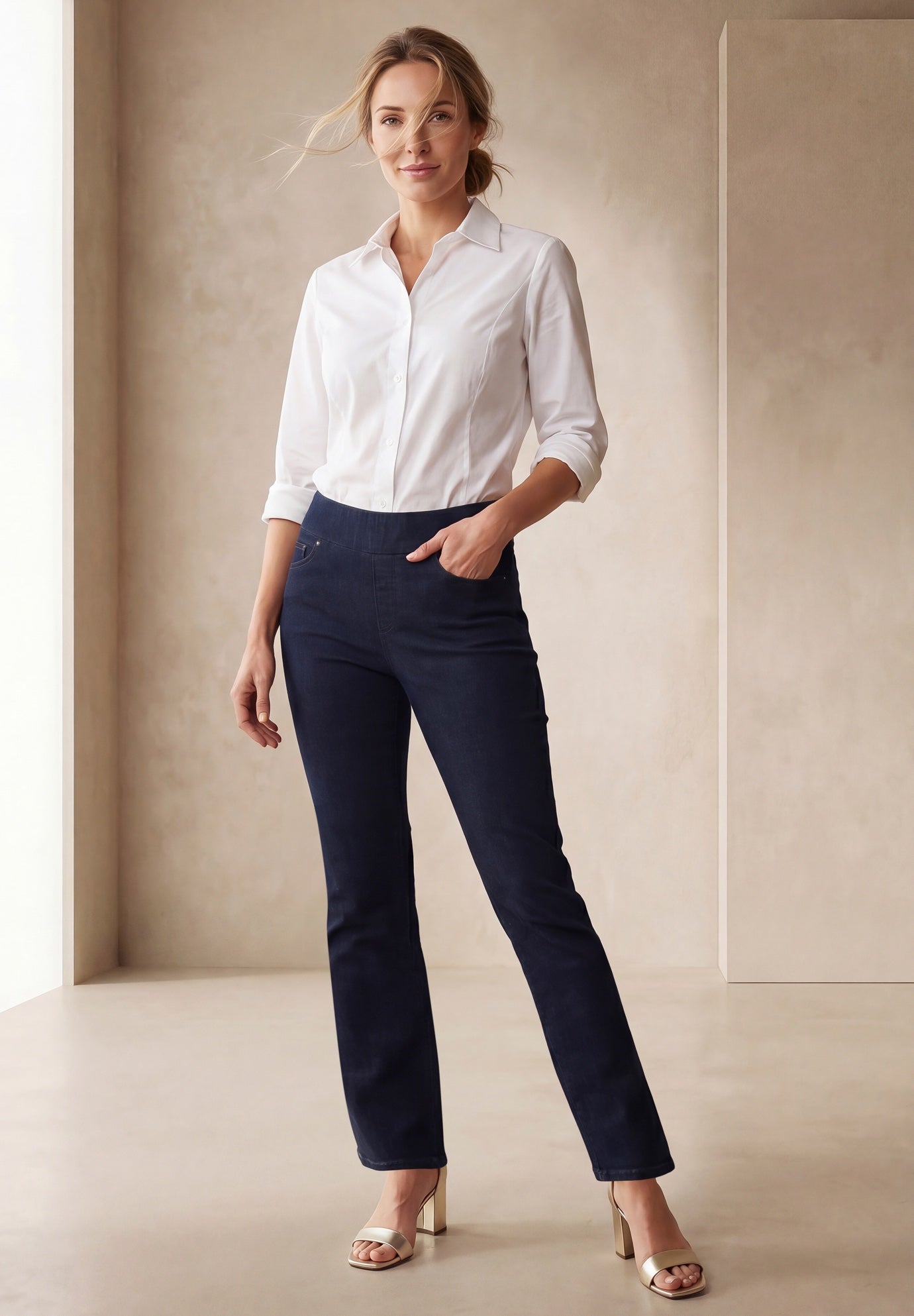 Comfort Waist Stretch Denim Straight-Leg Jean image number 0