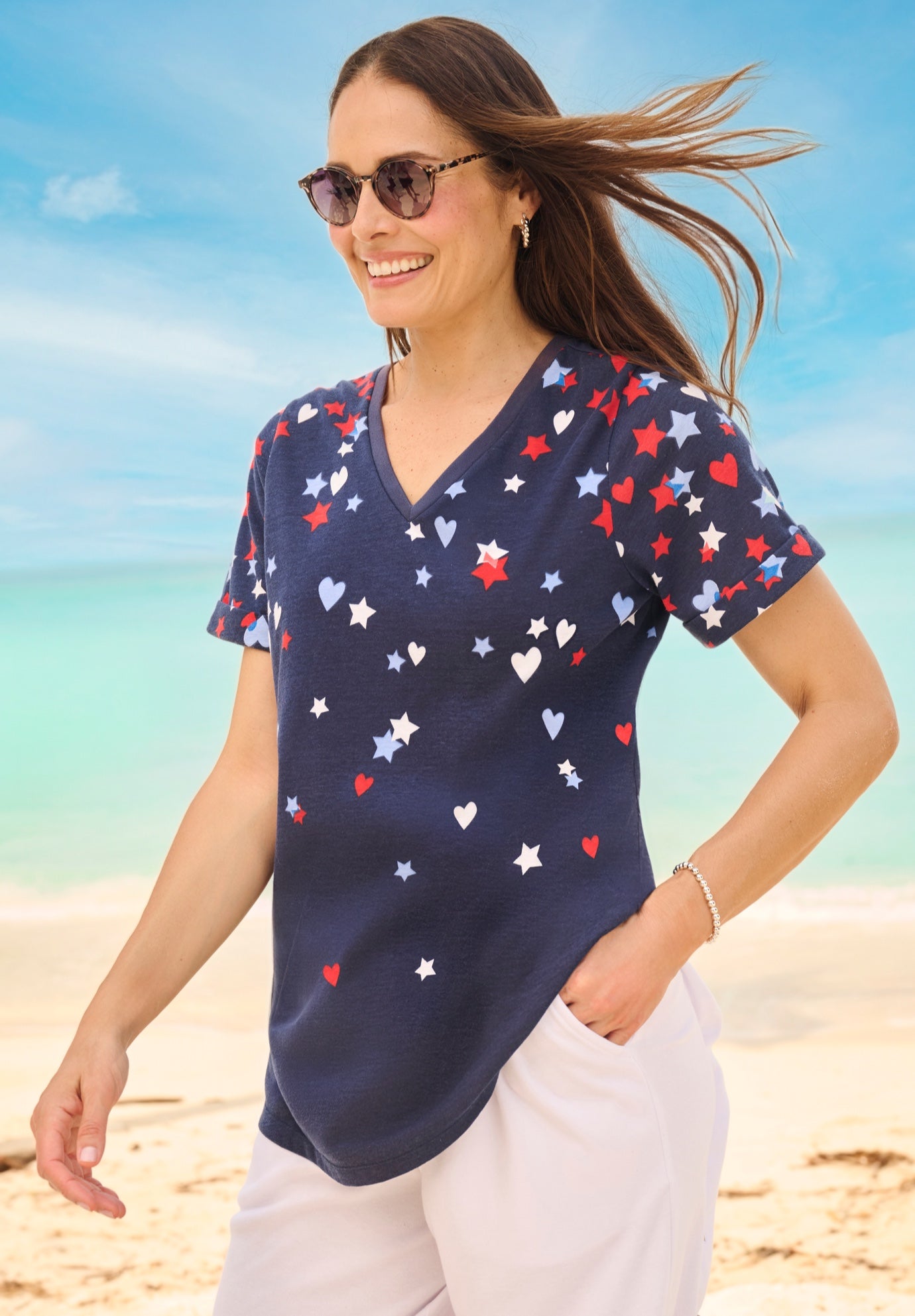 Cuffed Americana Print Tee image number 7