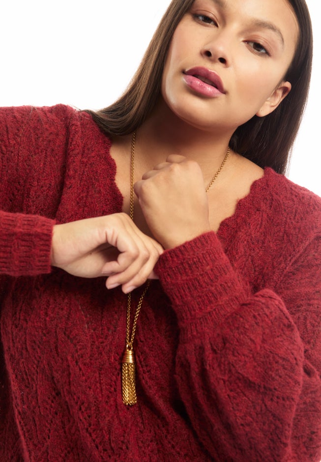 Scallop-Trim Wrap Sweater image number 2