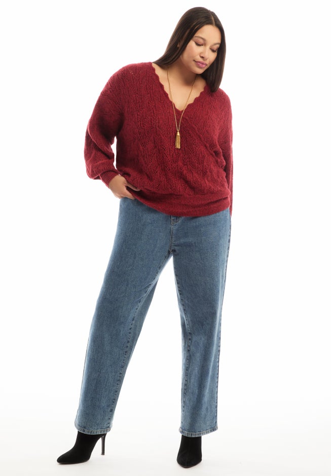 Scallop-Trim Wrap Sweater image number 0