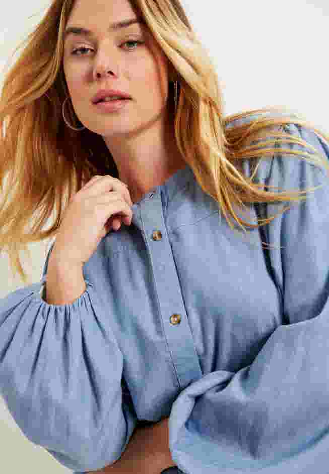 Puff Sleeve Chambray Jacket image number 3