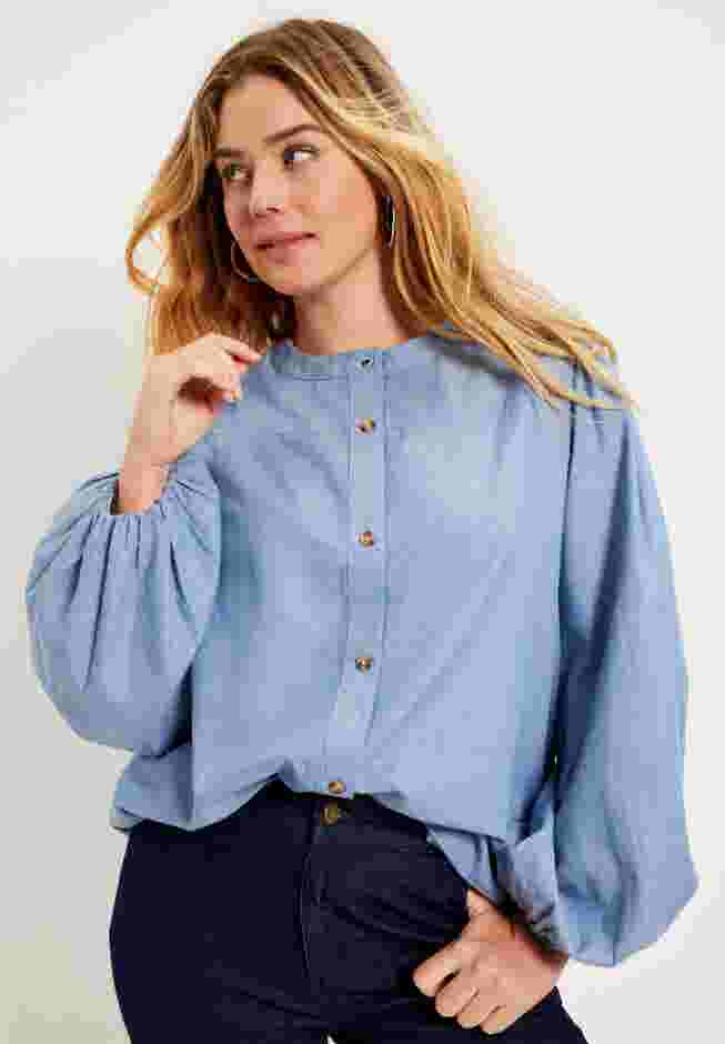 Puff Sleeve Chambray Jacket image number 4