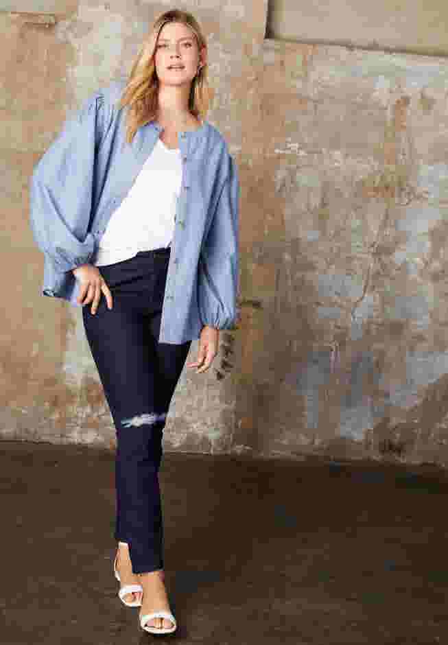 Puff Sleeve Chambray Jacket image number 0