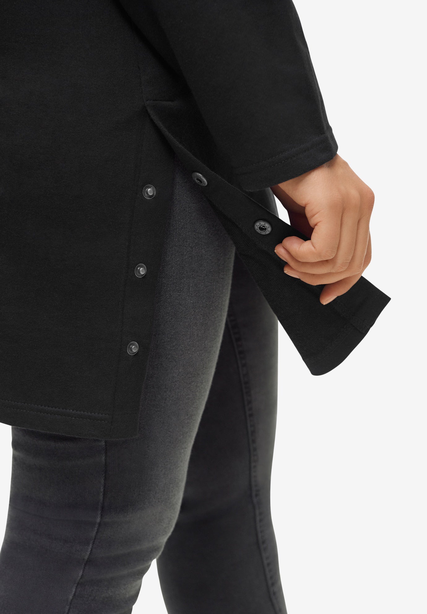 Side Snap Cowl Neck French Terry Sweatshirt Tunic image number 1