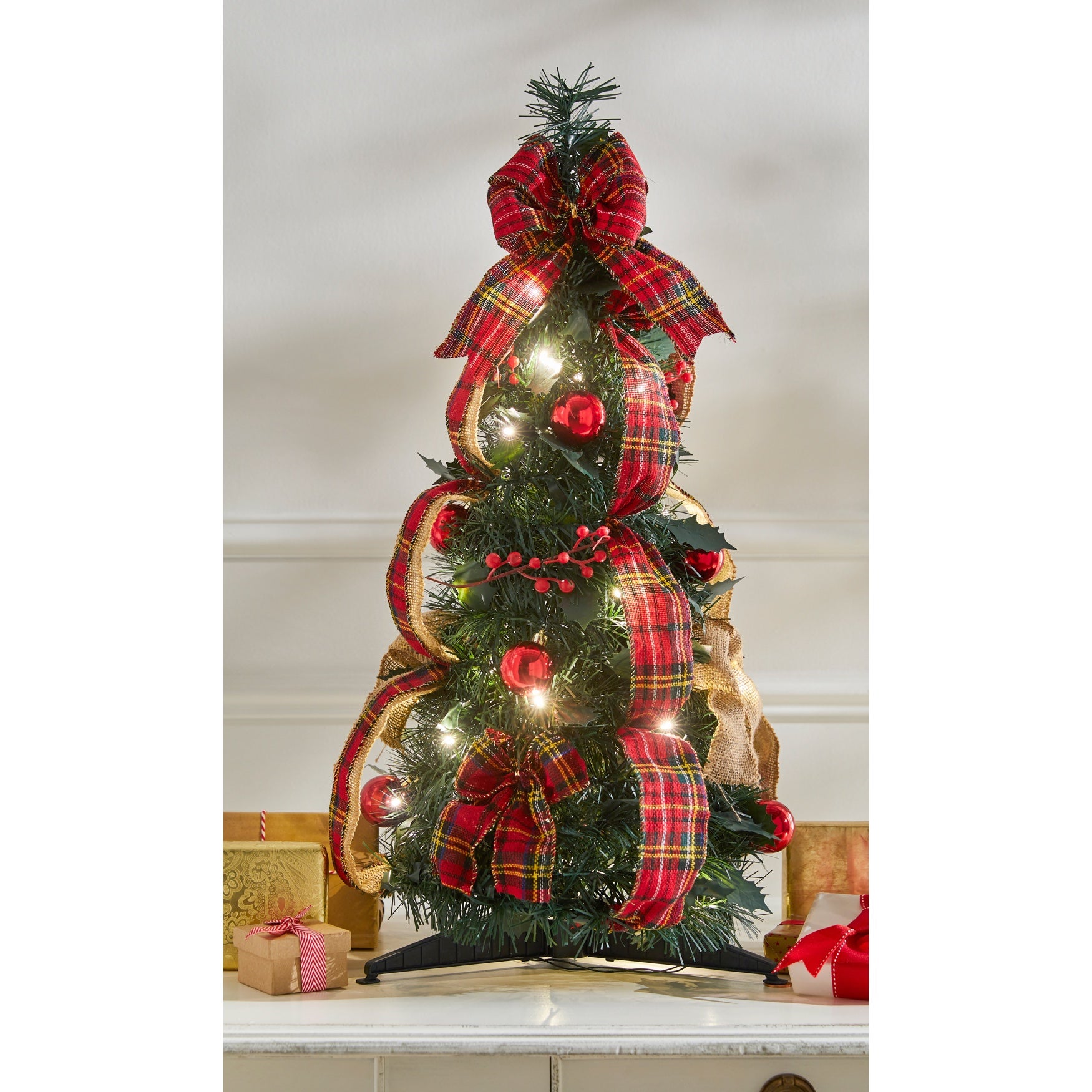 Fully Decorated Pre-Lit 2FT Pop-Up Tabletop Christmas Tree image number 0