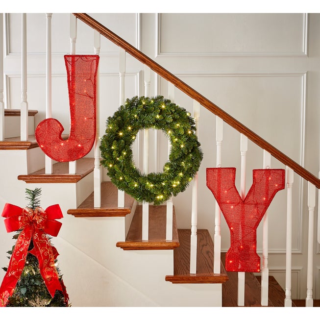 PRE-LIT "JOY" STAIRCASE WREATH, SET OF 3 image number null