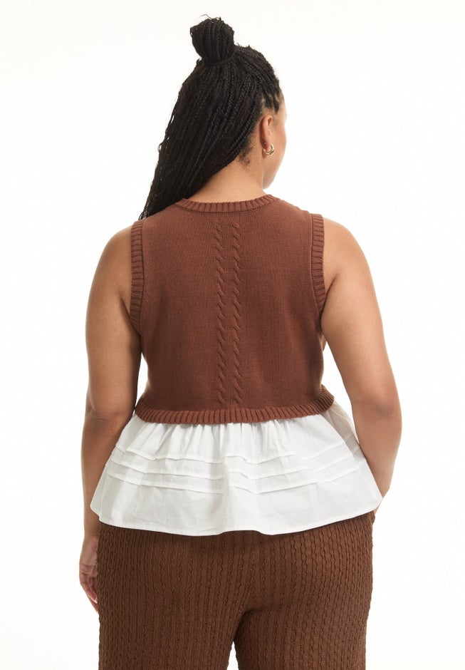 Sleeveless Peplum Sweater image number null