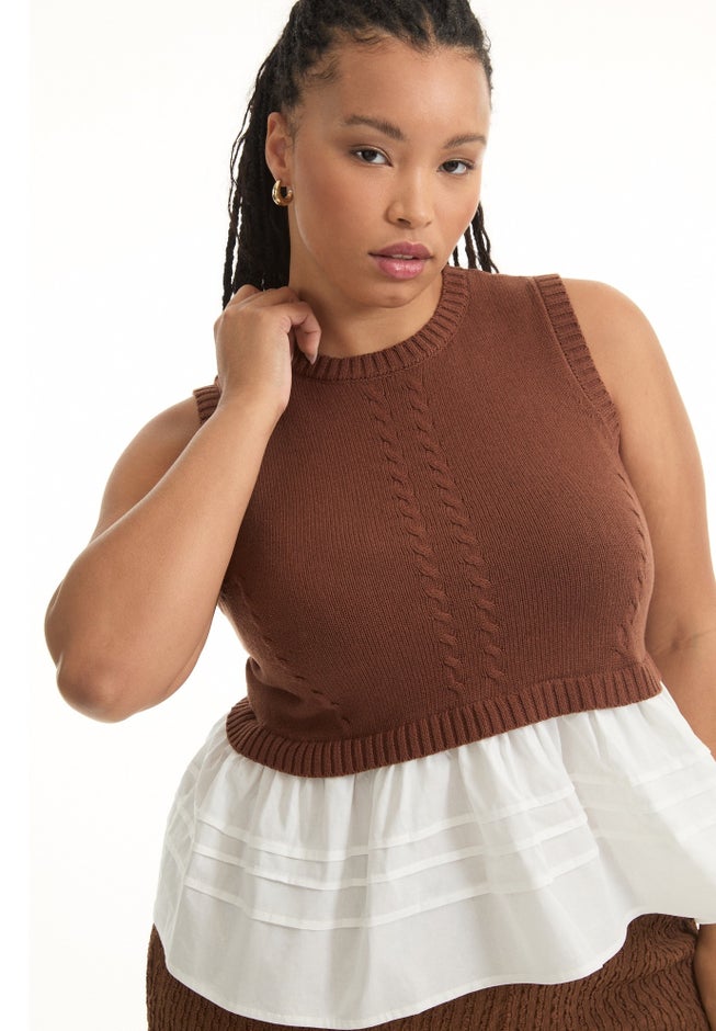 Sleeveless Peplum Sweater image number null