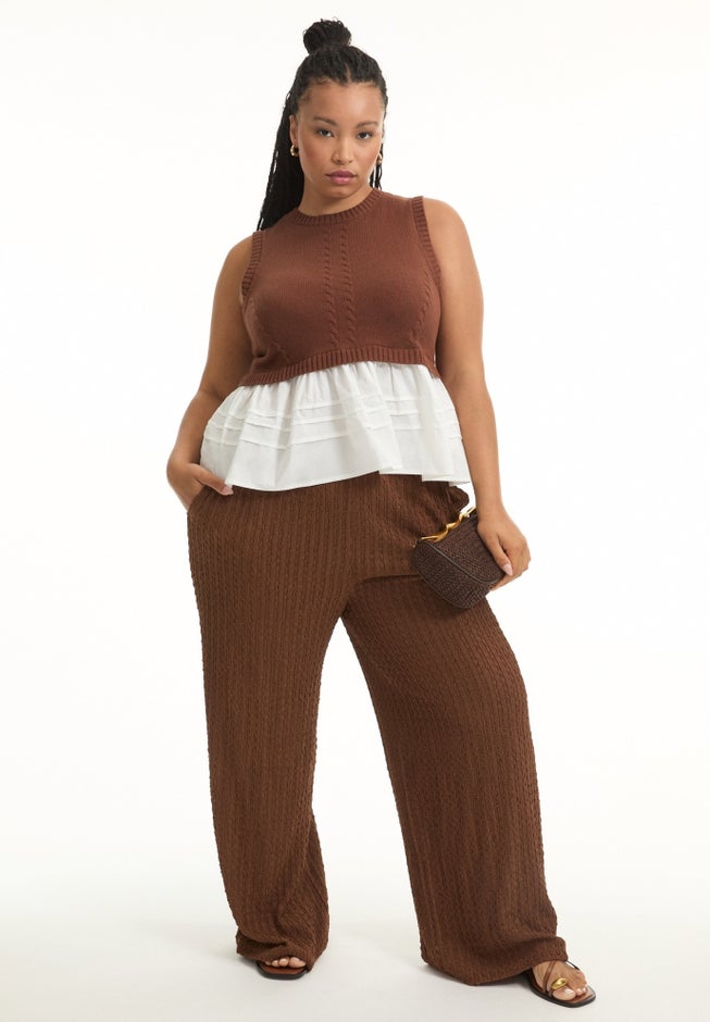 Sleeveless Peplum Sweater image number null