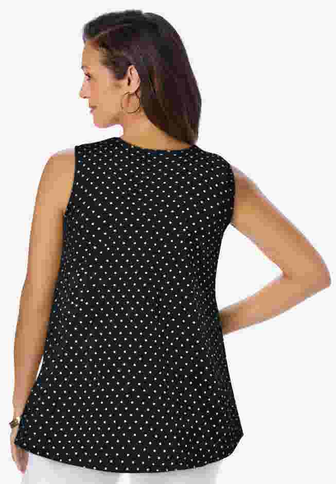 Stretch Cotton V-Neck Trapeze Tank image number 2