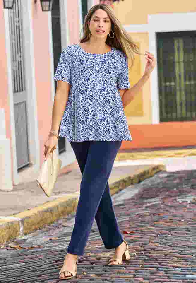 Stretch Cotton Trapeze Tee image number 3