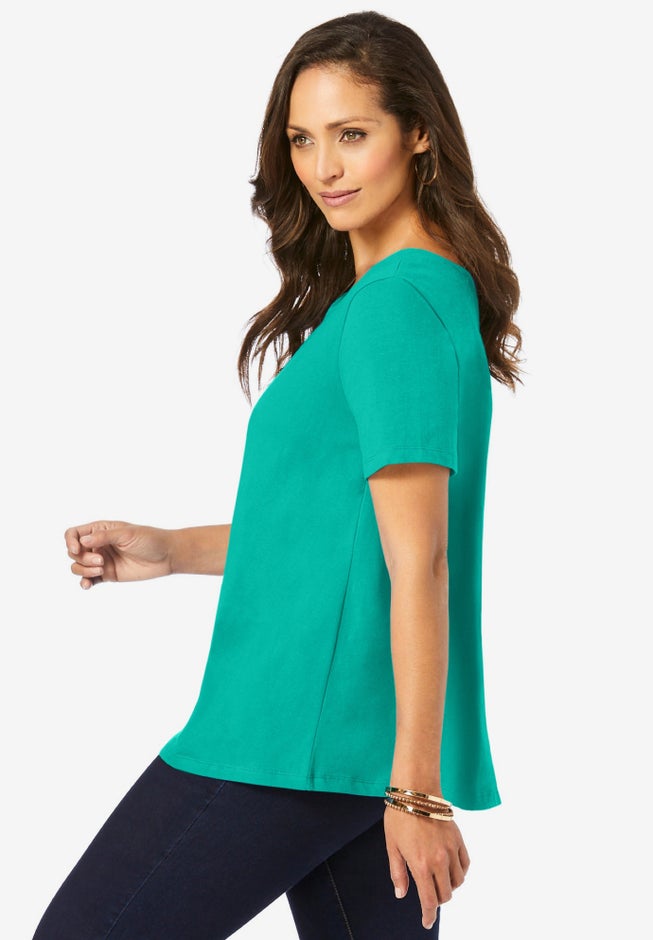 Stretch Cotton Trapeze Tee image number 1