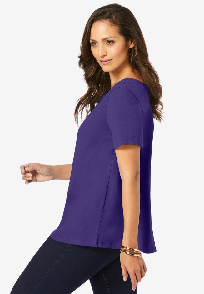 Stretch Cotton Trapeze Tee image number 1