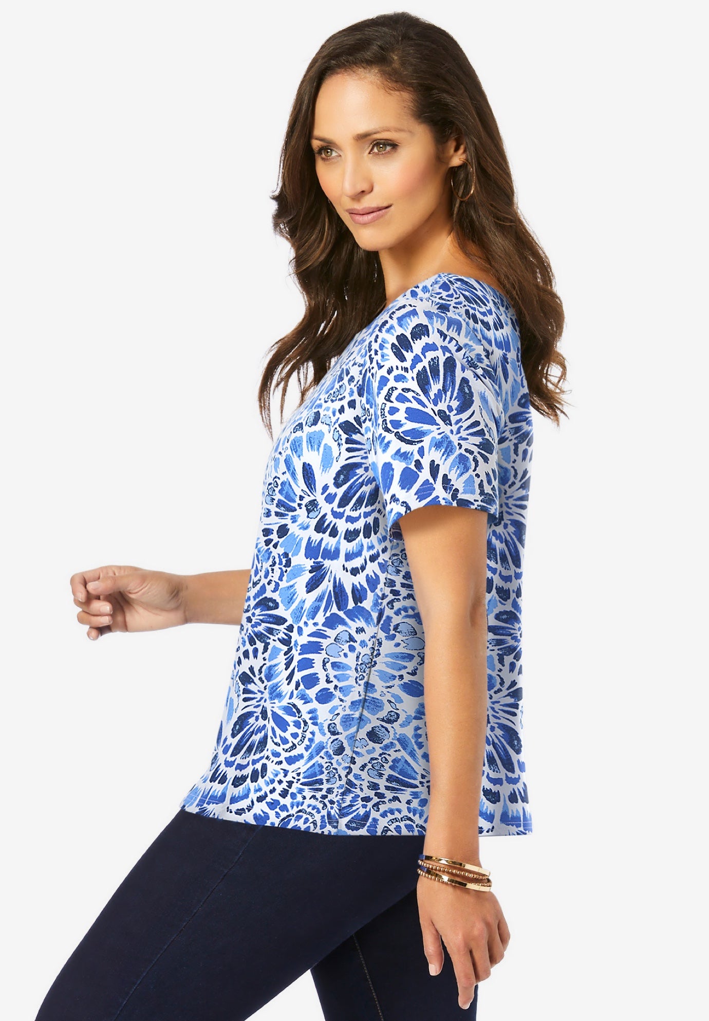 Stretch Cotton Trapeze Tee image number 1