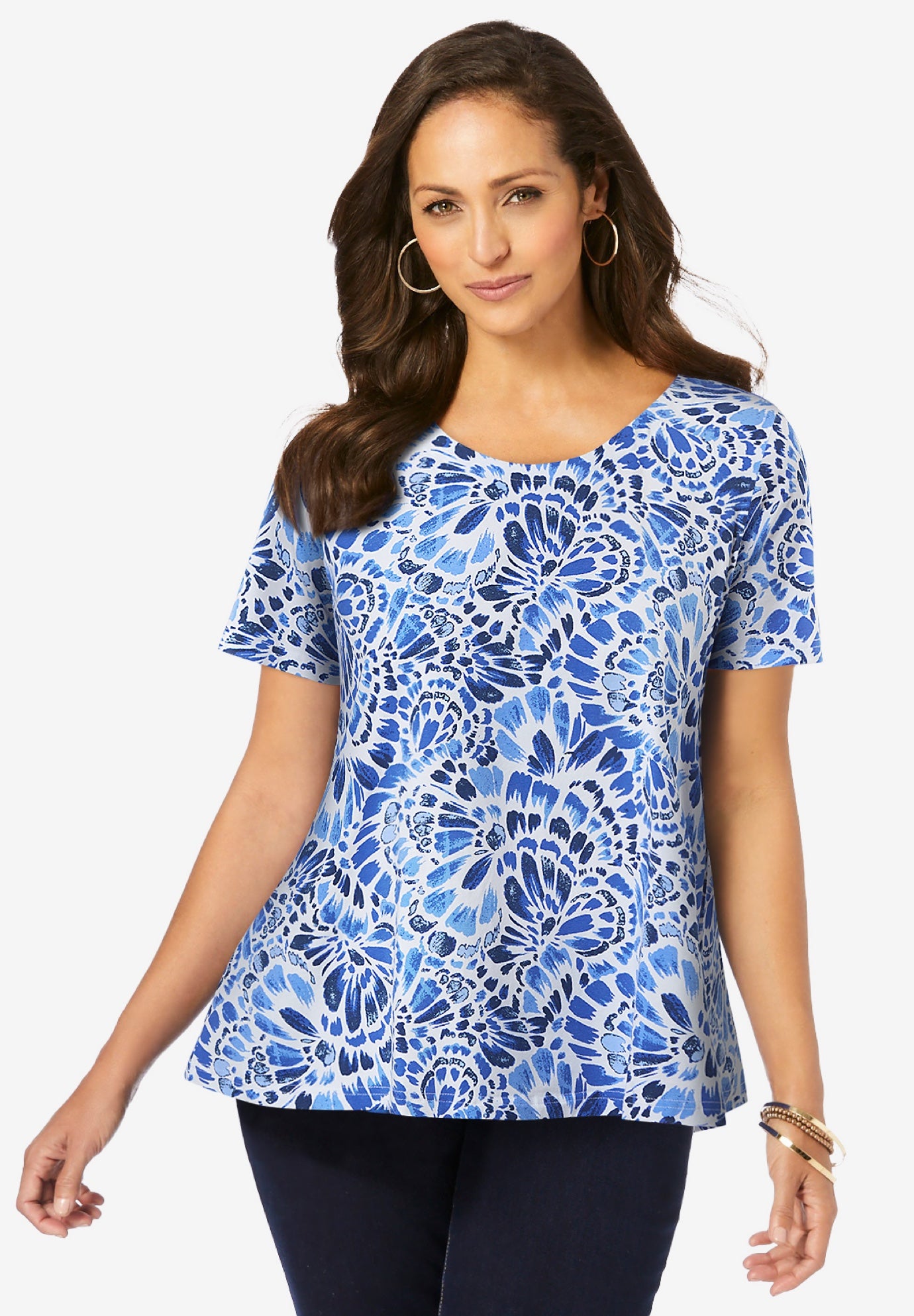 Stretch Cotton Trapeze Tee image number 0