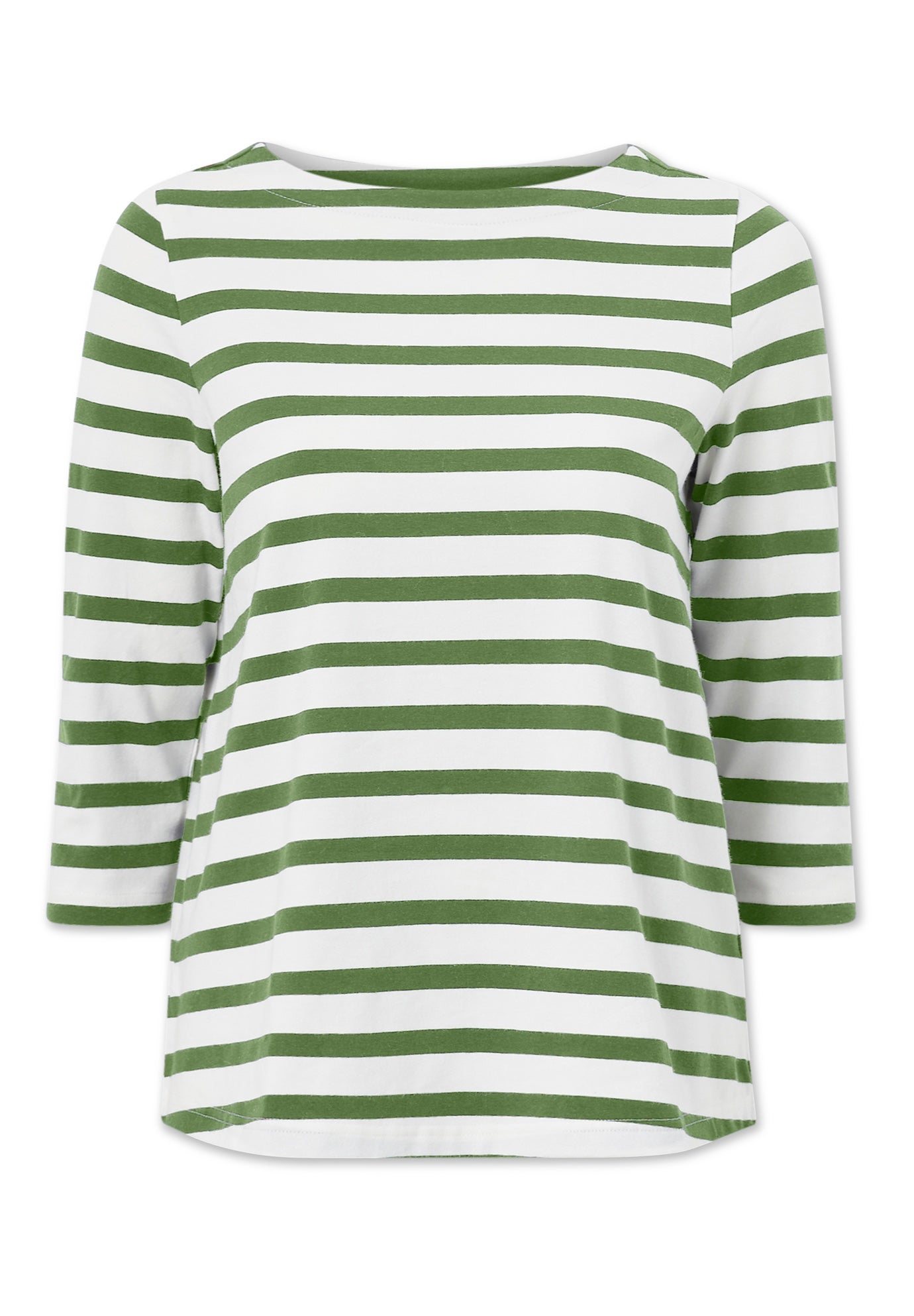 Cotton Spandex Jersey Boatneck Three-Quarter Sleeve Top image number 2