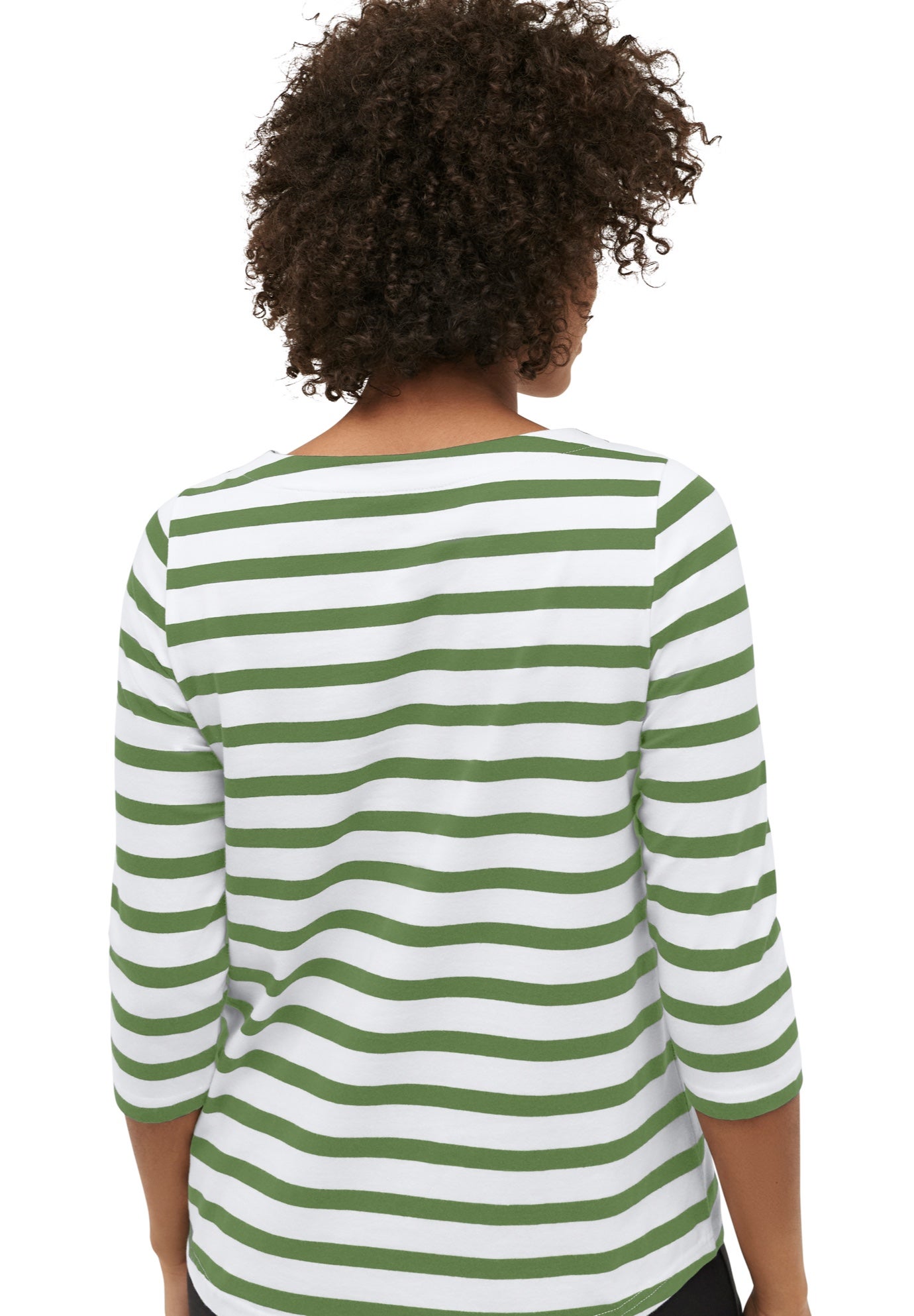 Cotton Spandex Jersey Boatneck Three-Quarter Sleeve Top image number 1