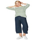 Cotton Spandex Jersey Boatneck Three-Quarter Sleeve Top image number null