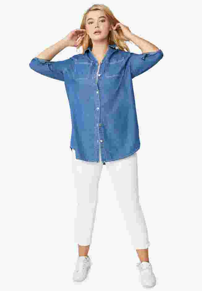 Denim Button-Front Tunic image number 1