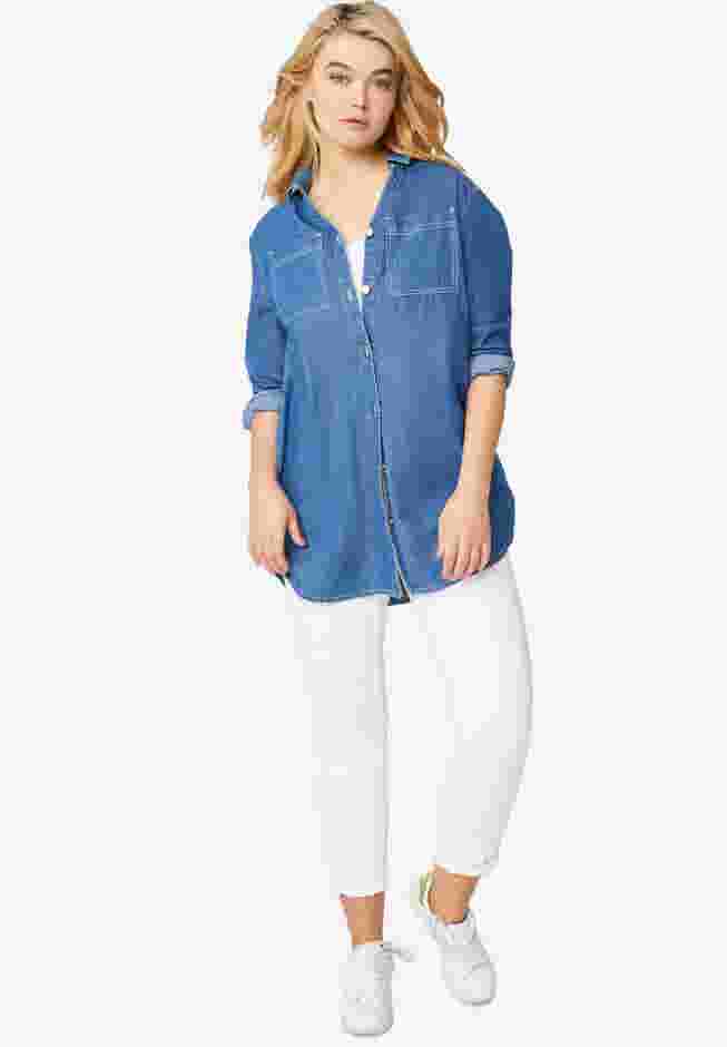 Denim Button-Front Tunic image number 2
