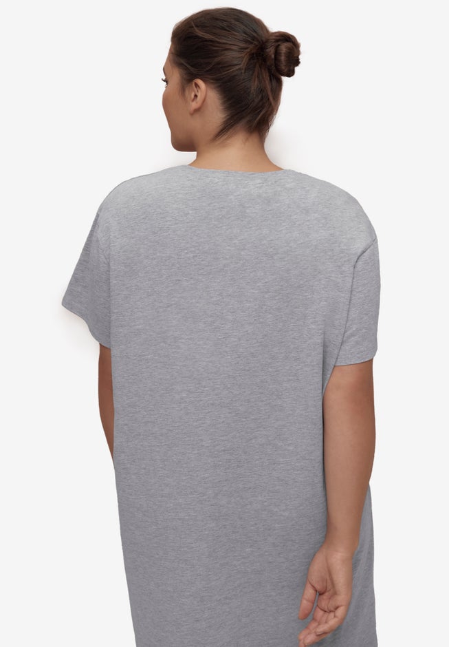 Cotton Spanex Jersey V-Neck Short Sleeve Sleepshirt image number 1