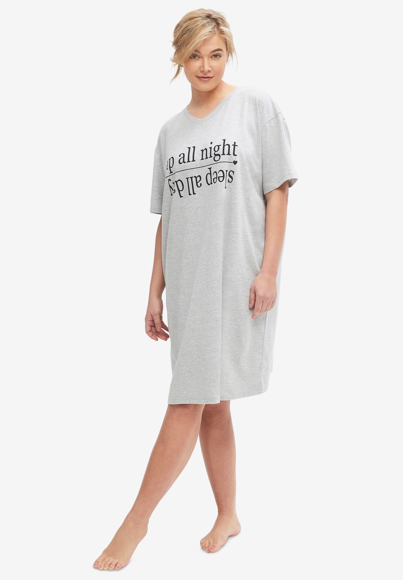 Cotton Spanex Jersey V-Neck Short Sleeve Sleepshirt image number 0