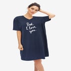 Cotton Spanex Jersey V-Neck Short Sleeve Sleepshirt image number null
