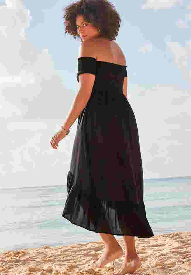 Lauren Smocked Off the Shoulder High Low Dress image number 1