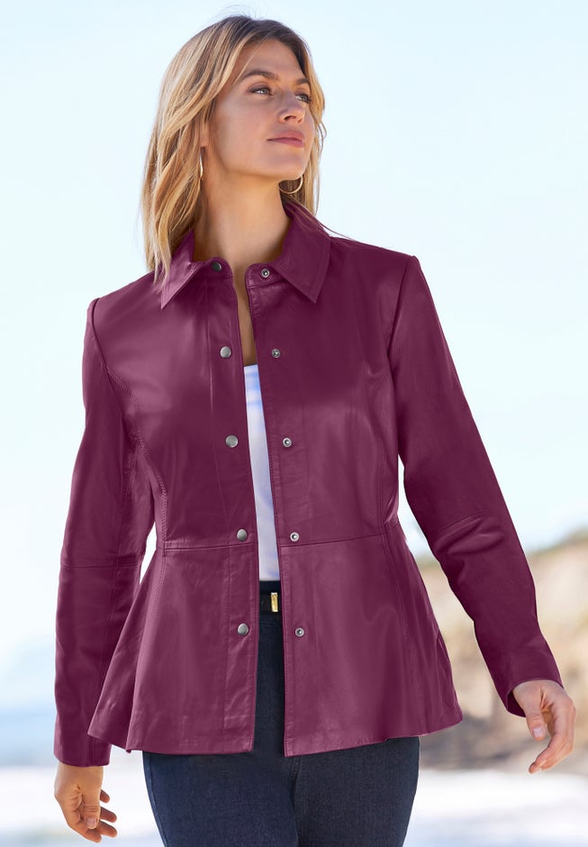 Leather Peplum Jacket image number 5