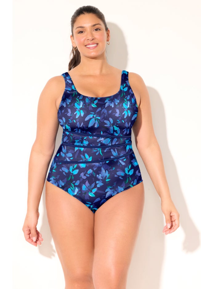 Chlorine Resistant Spliced Tank One Piece Swimsuit image number 3